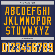 Load image into Gallery viewer, Custom Navy Gold-White Authentic Throwback Basketball Jersey
