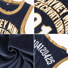 Load image into Gallery viewer, Custom Navy Old Gold-Red Authentic Throwback Basketball Jersey

