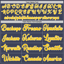 Load image into Gallery viewer, Custom Navy Gold-White Authentic Throwback Basketball Jersey
