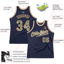 Load image into Gallery viewer, Custom Navy Camo-Old Gold Authentic Throwback Basketball Jersey
