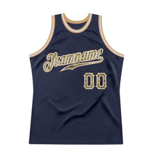 Load image into Gallery viewer, Custom Navy Camo-Old Gold Authentic Throwback Basketball Jersey
