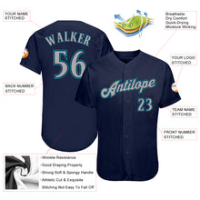 Load image into Gallery viewer, Custom Navy Gray-Teal Authentic Baseball Jersey
