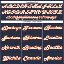Load image into Gallery viewer, Custom Navy White-Orange Mesh Authentic Throwback Football Jersey
