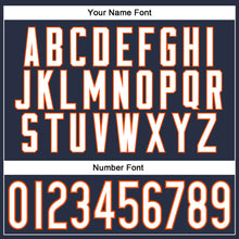 Load image into Gallery viewer, Custom Navy White-Orange Mesh Authentic Throwback Football Jersey
