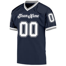 Load image into Gallery viewer, Custom Navy White-Gray Mesh Authentic Throwback Football Jersey

