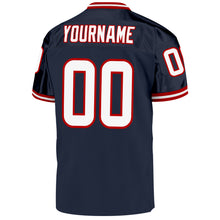 Load image into Gallery viewer, Custom Navy White-Red Mesh Authentic Throwback Football Jersey
