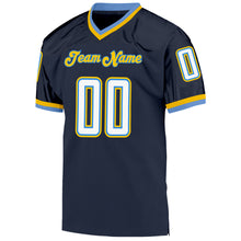 Load image into Gallery viewer, Custom Navy White-Powder Blue Mesh Authentic Throwback Football Jersey
