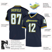 Load image into Gallery viewer, Custom Navy White-Powder Blue Mesh Authentic Throwback Football Jersey
