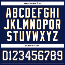 Load image into Gallery viewer, Custom Navy White Pinstripe White-Old Gold Authentic Baseball Jersey
