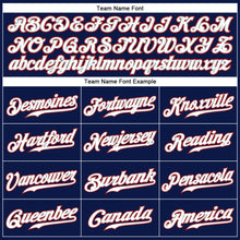 Load image into Gallery viewer, Custom Navy White Pinstripe White-Red Authentic Baseball Jersey
