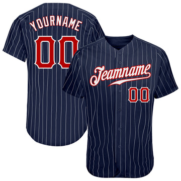 Custom White Red Pinstripe Red-Light Blue Authentic Raglan Sleeves Baseball  Jersey