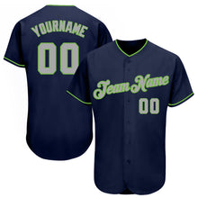 Load image into Gallery viewer, Custom Navy Gray-Neon Green Authentic Baseball Jersey Jersey
