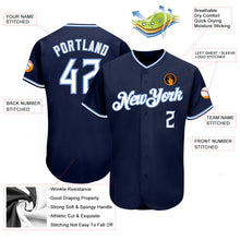 Load image into Gallery viewer, Custom Navy White-Light Blue Authentic Baseball Jersey
