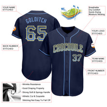 Load image into Gallery viewer, Custom Navy Light Blue-Gold Authentic Drift Fashion Baseball Jersey
