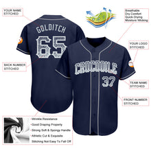 Load image into Gallery viewer, Custom Navy Silver-White Authentic Drift Fashion Baseball Jersey

