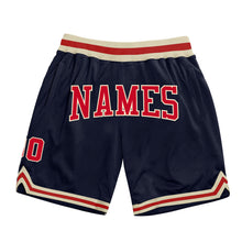 Load image into Gallery viewer, Custom Navy Red-Cream Authentic Throwback Basketball Shorts
