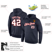 Load image into Gallery viewer, Custom Stitched Navy White-Red Sports Pullover Sweatshirt Hoodie

