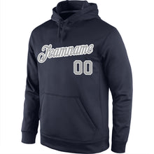 Load image into Gallery viewer, Custom Stitched Navy Gray-White Sports Pullover Sweatshirt Hoodie
