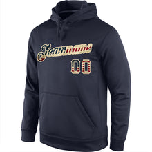 Load image into Gallery viewer, Custom Stitched Navy Vintage USA Flag-Cream Sports Pullover Sweatshirt Hoodie
