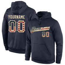 Load image into Gallery viewer, Custom Stitched Navy Vintage USA Flag-Cream Sports Pullover Sweatshirt Hoodie
