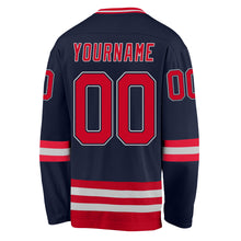 Load image into Gallery viewer, Custom Navy Red-Gray Hockey Jersey
