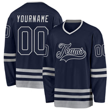 Load image into Gallery viewer, Custom Navy Navy-Gray Hockey Jersey
