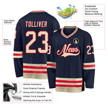 Load image into Gallery viewer, Custom Navy Cream-Red Hockey Jersey
