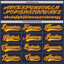 Load image into Gallery viewer, Custom Navy Gold-Orange Hockey Jersey
