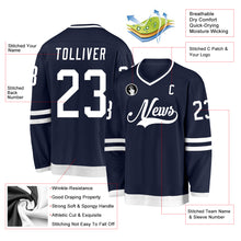 Load image into Gallery viewer, Custom Navy White Hockey Jersey
