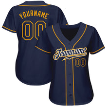Load image into Gallery viewer, Custom Navy Navy-Gold Authentic Baseball Jersey
