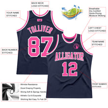 Load image into Gallery viewer, Custom Navy Pink-White Authentic Throwback Basketball Jersey
