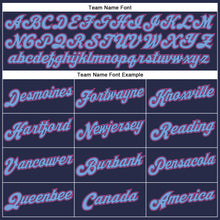 Load image into Gallery viewer, Custom Navy Pink-Light Blue Authentic Throwback Basketball Jersey
