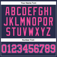 Load image into Gallery viewer, Custom Navy Pink-Light Blue Authentic Throwback Basketball Jersey
