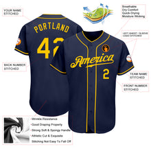 Load image into Gallery viewer, Custom Navy Gold Authentic Baseball Jersey
