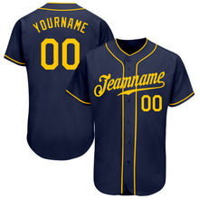 Load image into Gallery viewer, Custom Navy Gold Authentic Baseball Jersey

