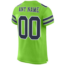 Load image into Gallery viewer, Custom Neon Green Navy-White Mesh Authentic Football Jersey

