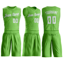 Load image into Gallery viewer, Custom Neon Green White Round Neck Suit Basketball Jersey - Fcustom
