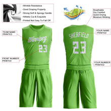Load image into Gallery viewer, Custom Neon Green White Round Neck Suit Basketball Jersey - Fcustom
