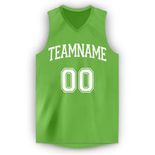 Load image into Gallery viewer, Custom Neon Green White V-Neck Basketball Jersey - Fcustom
