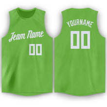 Load image into Gallery viewer, Custom Neon Green White Round Neck Basketball Jersey - Fcustom
