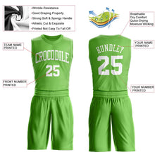 Load image into Gallery viewer, Custom Neon Green White Round Neck Suit Basketball Jersey - Fcustom
