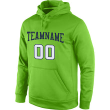 Load image into Gallery viewer, Custom Stitched Neon Green White-Navy Sports Pullover Sweatshirt Hoodie
