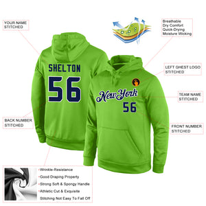 Custom Stitched Neon Green Navy-White Sports Pullover Sweatshirt Hoodie