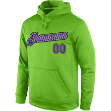 Load image into Gallery viewer, Custom Stitched Neon Green Purple-Gray Sports Pullover Sweatshirt Hoodie
