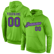 Load image into Gallery viewer, Custom Stitched Neon Green Purple-Gray Sports Pullover Sweatshirt Hoodie
