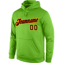 Load image into Gallery viewer, Custom Stitched Neon Green Black-Orange Sports Pullover Sweatshirt Hoodie
