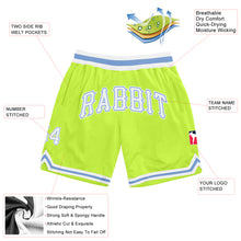 Load image into Gallery viewer, Custom Neon Green White-Light Blue Authentic Throwback Basketball Shorts
