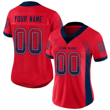 Custom Scarlet Navy-Gray Mesh Drift Fashion Football Jersey