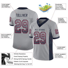 Load image into Gallery viewer, Custom Light Gray Navy-Scarlet Mesh Drift Fashion Football Jersey
