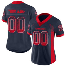 Load image into Gallery viewer, Custom Navy Scarlet-Gray Mesh Drift Fashion Football Jersey
